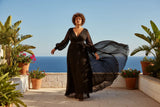 Drama in Black: The Pleated Chiffon Maxi Dress That Commands Every Room