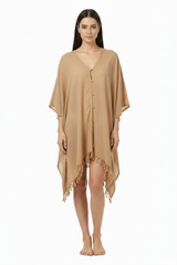 Beige Kaftan Dark Hair Model