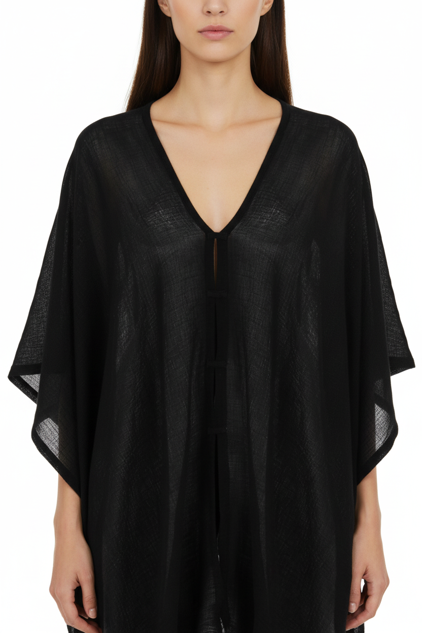 Black Kimono - Neckline Detail