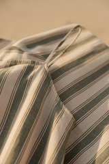 Muted Olive & Beige Stripe – Fabric Detail