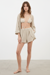 Luxury Lounge Co-ord Set in Soft Sand Beige - Lifestyle