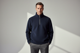 Luxury Fleece Half-Zip Pullover - Deep Navy Blue - Lifestyle Campaign
