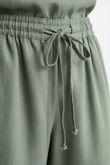 Luxury Minimal Linen Resort Set in Muted Sage Linen - Fabric Detail