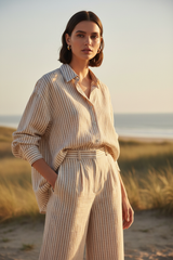 Warm Sand & Taupe Stripe – Three-Quarter Editorial