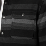 Luxury Striped Overshirt Jacket - Charcoal Midnight Stripe - Detail Shot