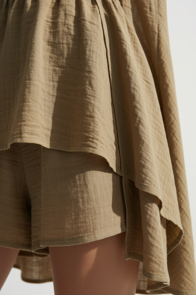 Luxury Lounge Co-ord Set in Dusty Olive Nude - Fabric Detail