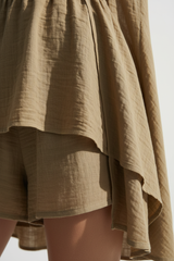 Luxury Lounge Co-ord Set in Dusty Olive Nude - Fabric Detail