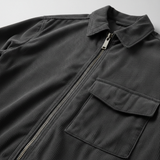 Luxury Corduroy Zip-Up Jacket - Charcoal Grey - Detail Close Up