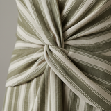 Luxury Striped Twist-Front Maxi Dress in Muted Olive & Cream Stripe - Fabric Detail