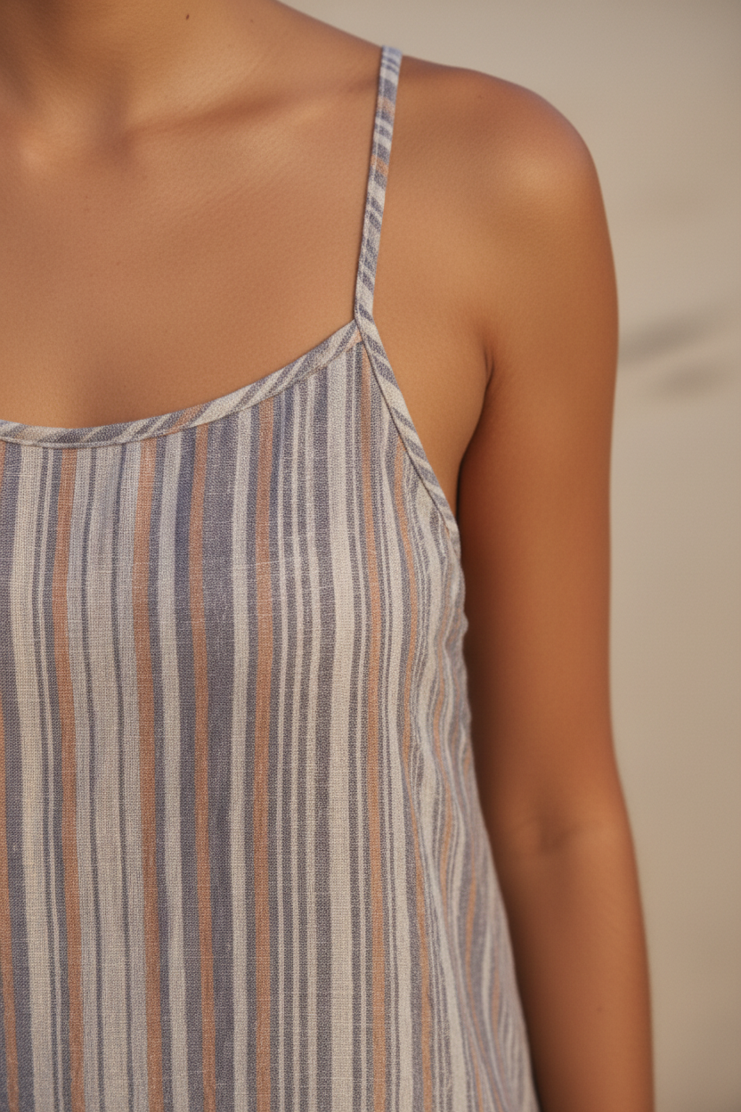 Soft Ivory & Sand Stripe – Fabric Detail