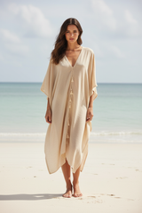 Warm Sand Beige Kaftan - Front