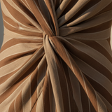 Luxury Striped Twist-Front Maxi Dress in Soft Cocoa & Taupe Stripe - Fabric Detail