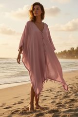 Dusty Rose Kaftan - Model on beach
