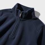 Luxury Fleece Half-Zip Pullover - Deep Navy Blue - Detail Close Up