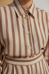 Soft Cocoa & Beige Stripe – Fabric Detail