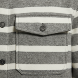 Luxury Striped Overshirt Jacket - Stone Grey Stripe - Detail Shot