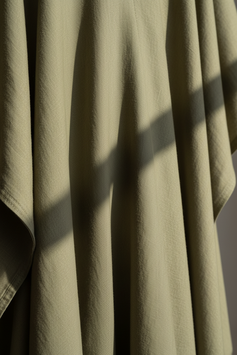 Luxury Resort Kaftan in Muted Olive Mist - Fabric Detail