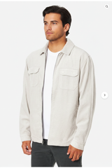Luxury Corduroy Zip-Up Jacket - Soft Ivory Cream - Front Full Body