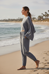 Luxury Midnight Beach Lounge Set in Stone Charcoal Grey - Side Walking