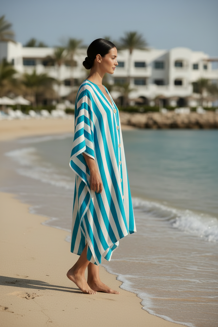 Ocean Blue Kaftan - Side View