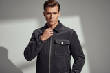 Luxury Corduroy Zip-Up Jacket - Charcoal Grey - Lifestyle Campaign