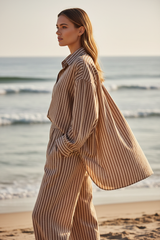Soft Cocoa & Beige Stripe – Side Angle