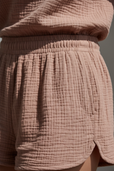 Luxury Minimal Lounge Set in Dusty Rose Nude - Fabric Detail