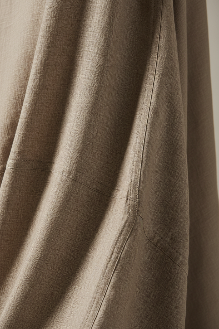 Luxury Resort Kaftan in Warm Stone Grey - Fabric Detail