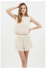 Luxury Gauze Lounge Co-ord Set in Soft Coconut Cream - Lifestyle
