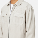 Luxury Corduroy Zip-Up Jacket - Soft Ivory Cream - Detail Close Up
