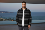 Luxury Striped Overshirt Jacket - Charcoal Midnight Stripe - Lifestyle