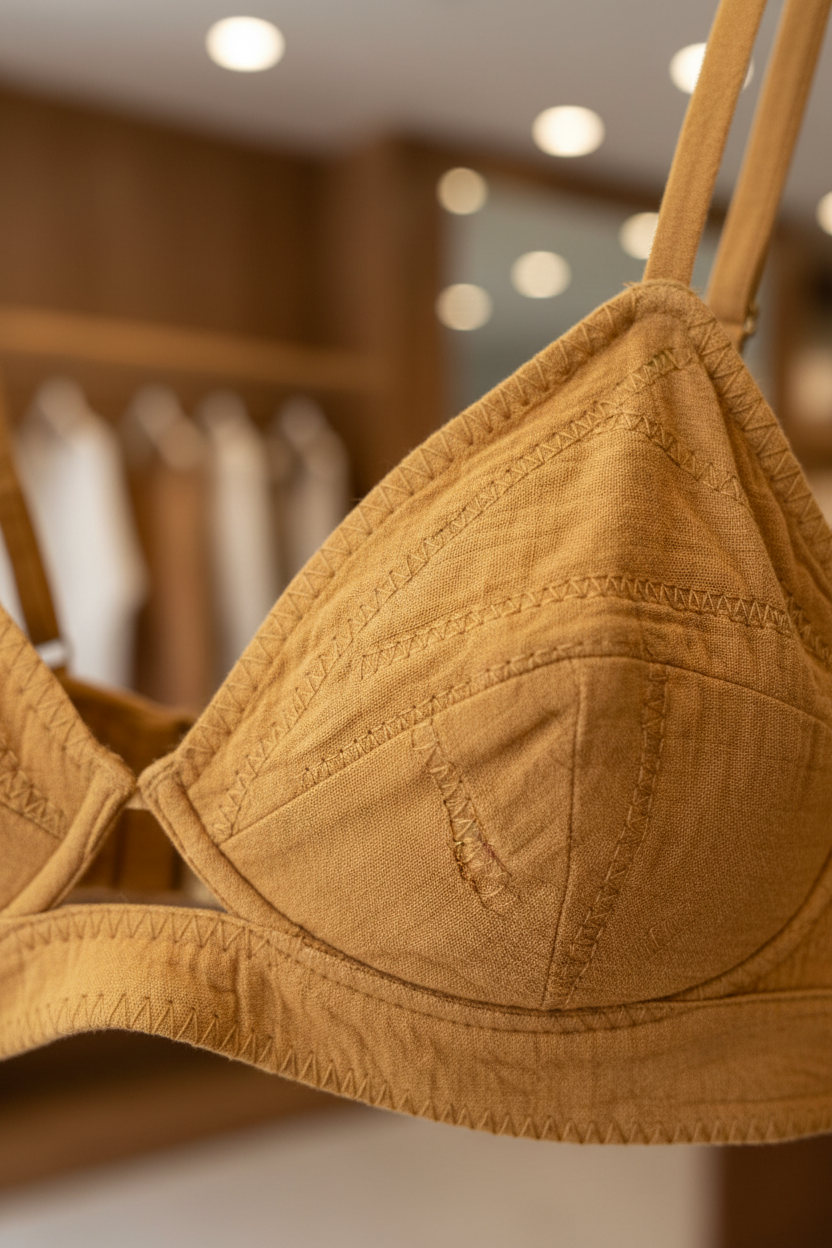 Luxury Minimal Cotton Resort Set in Golden Sand Clay - Fabric Detail