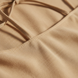 Luxury Minimalist Mini Slip Dress in Warm Sand Beige - Tie Strap Detail