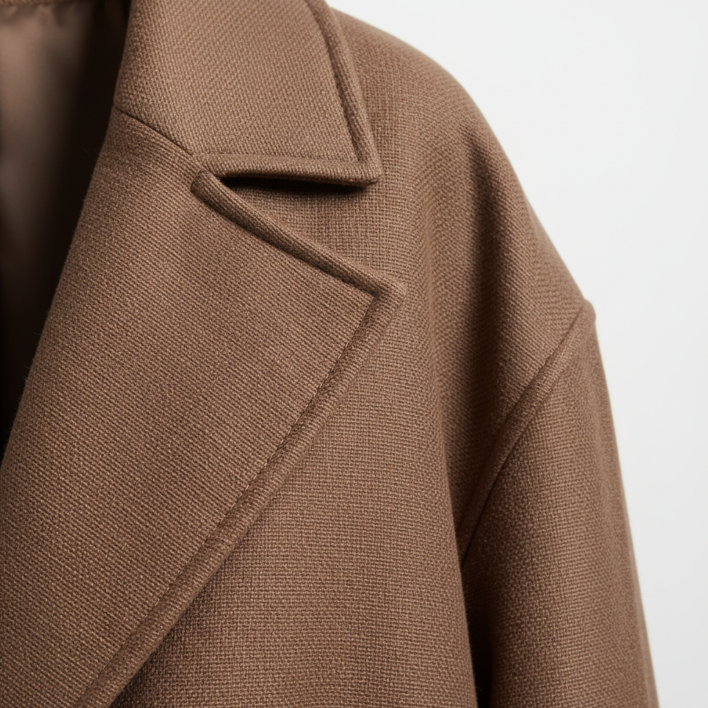 Luxury Oversized Textured Jacket Set in Soft Mocha Brown - Fabric Detail