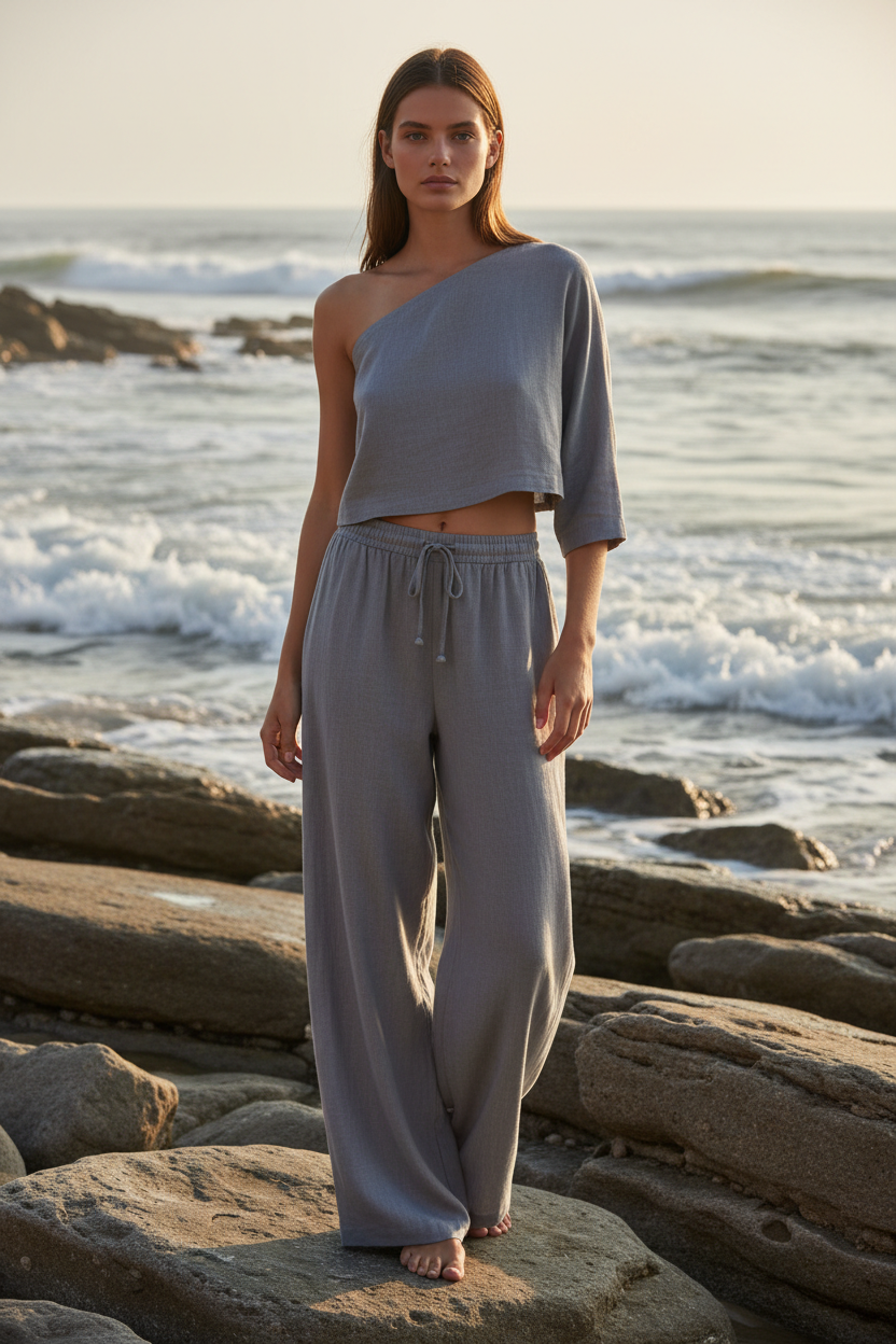 Luxury Coastal Resort Set in Ocean Stone Grey - Front Full Body