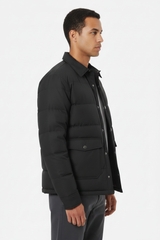Luxury Quilted Puffer Jacket - Midnight Black - Side Angle