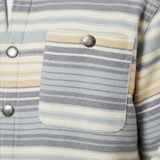 Luxury Striped Overshirt Jacket - Warm Sand Beige Stripe - Detail Shot