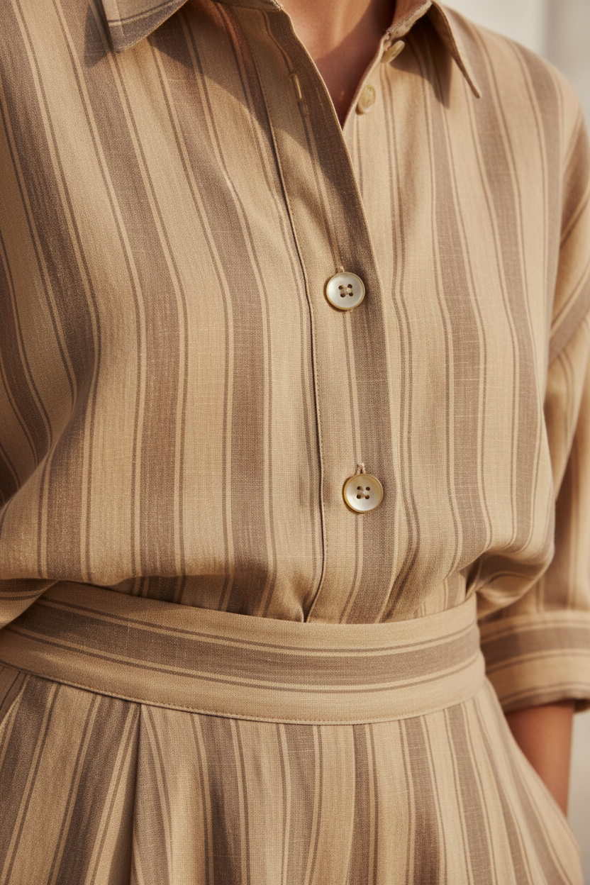 Warm Sand & Taupe Stripe – Fabric Detail