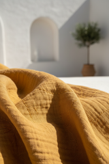Luxury Textured Lounge Co-ord Set in Golden Desert Linen - Fabric Detail