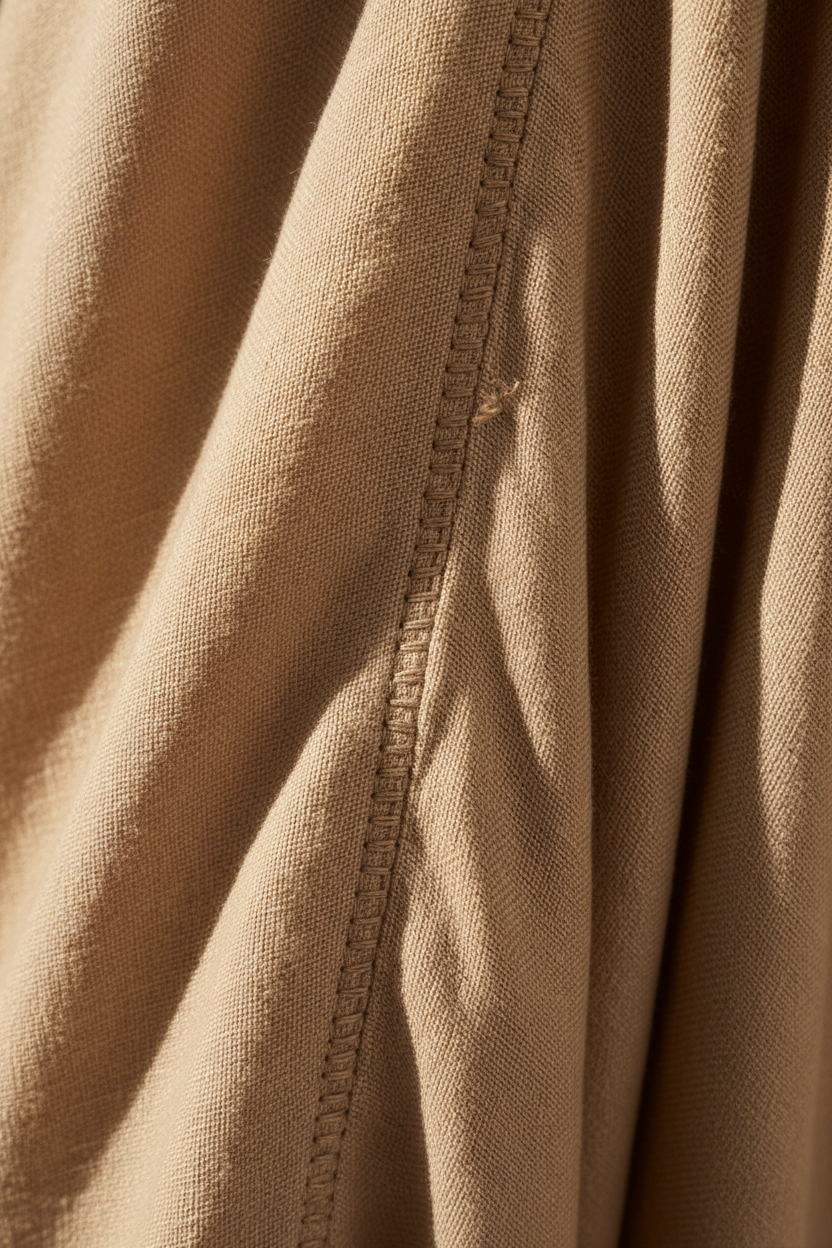 Luxury Resort Kaftan in Seashell Beige - Fabric Detail