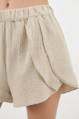 Luxury Lounge Co-ord Set in Soft Sand Beige - Fabric Detail