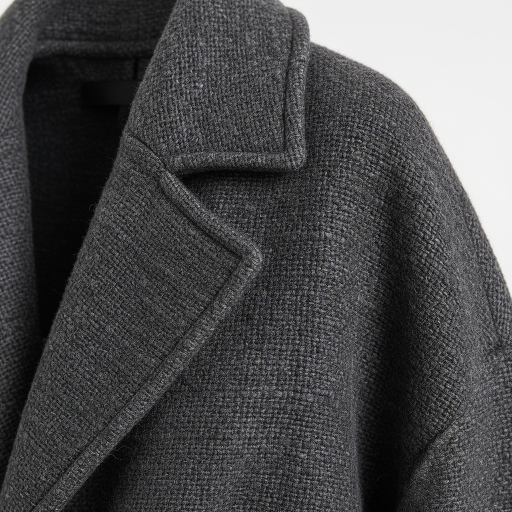 Luxury Oversized Textured Jacket Set in Charcoal Ash - Fabric Detail