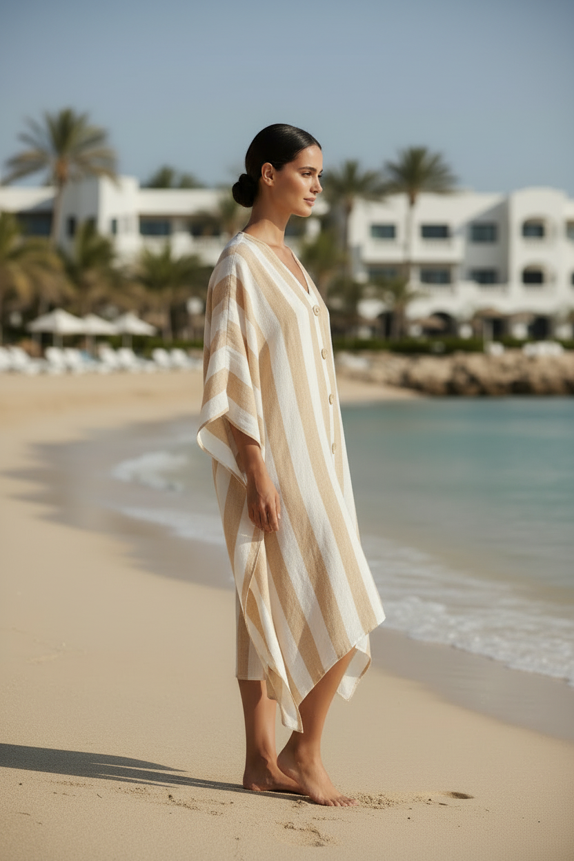 Sand Beige Kaftan - Side View