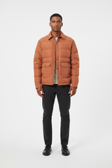 Luxury Quilted Puffer Jacket - Warm Sand Beige - Front View