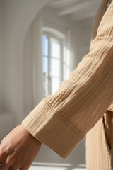 Luxury Textured Lounge Co-ord Set in Warm Sand Beige - Fabric Detail