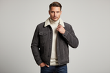 Luxury Sherpa-Collar Corduroy Trucker Jacket - Charcoal Grey - Lifestyle Campaign