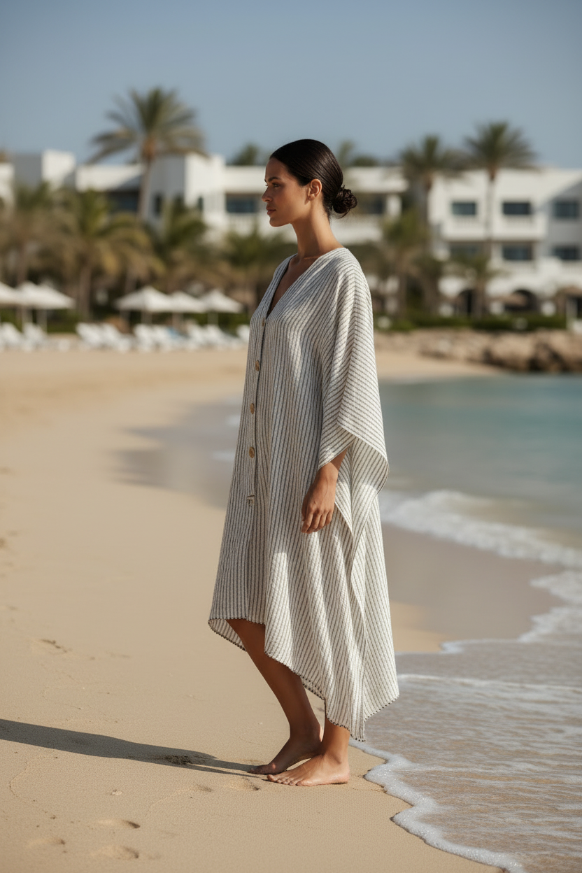 Classic Stripe Kaftan - Side View