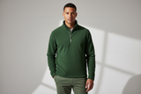 Luxury Fleece Half-Zip Pullover - Forest Moss Green - Lifestyle Campaign