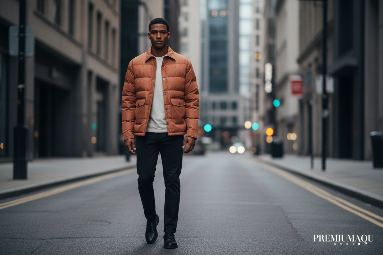 Luxury Quilted Puffer Jacket - Warm Sand Beige - Lifestyle