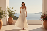 Luxury Textured Maxi Slip Dress in Soft Ivory Cream - Lifestyle